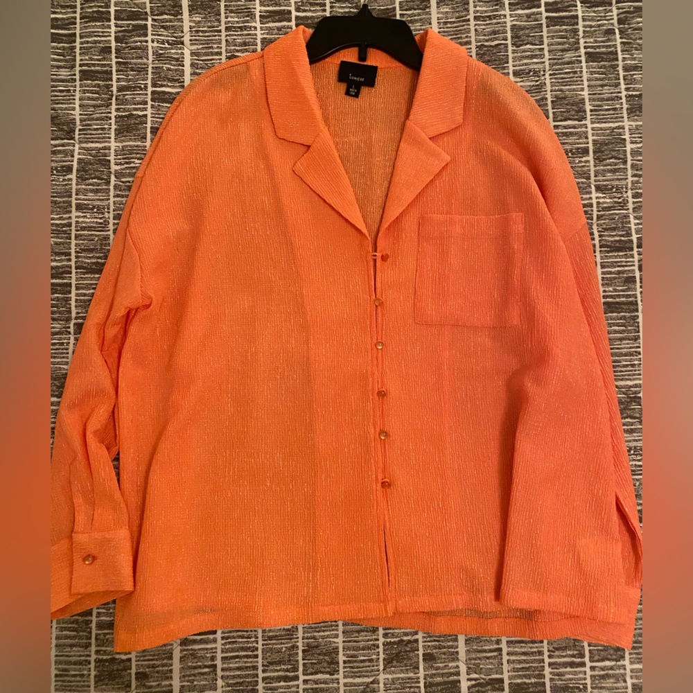 NORDSTROM, brand lumiere, long sleeve slightly sheer button down